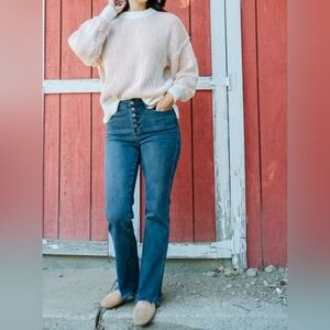 Judy Blue HR Dark Wash Button Fly Distressed Hem Straight Jeans Various NEW